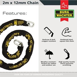 Burg-Wachter GKM 12/200 Sold Secure Diamond and Gold Chain 12 mm Black 2 m
