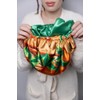 Ecoslay Reversible Satin Hair Bonnet, Strawberry and Orange Print Design,