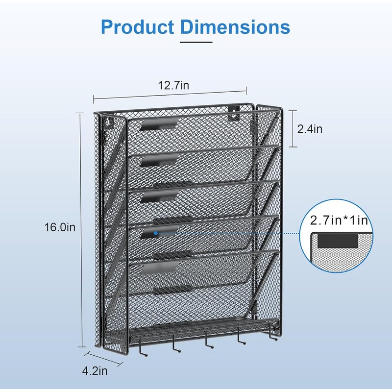 Outwolf Organizador de Archivos de Pared con Ganchos