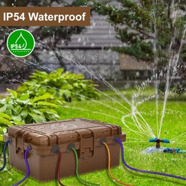 Waterproof Electrical Box, Large Outdoor Extension Cord Covers Waterproof, 8 Cable Seal Entry Weatherproof, IP54 Protect Power Strip, Timer Outlet Plug, Socket, Holiday Light Decoration (Brown)