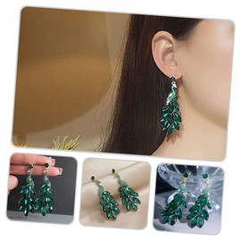 Gatuida 1 Pair Crystal Peacock Dangle Earrings for Women Vintage Boho Jewelry Chic Statement Earrings for Daily Wear for Anniversaries Birthdays and Special Occasions
