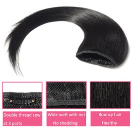 18 Inch Clip in Extensions 100% Remy Human Hair 50g One-piece 5 Clips Long Straight Hair Extensions for Women Wide Weft Soft Silky #1 Jet Black