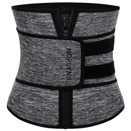 HOPLYNN Neoprene Sweat Waist Trainer Corset Trimmer Shaper Belt for Women, Workout Plus Size Waist Cincher Stomach Wraps Bands Gray Medium