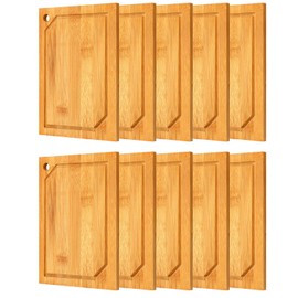 Yinkin 10 Pcs Mini Charcuterie Boards Bulk Cutting Engraving Appetizer Board Bamboo Small Wedding Kitchen Bar Chopping Wooden Serving for Housewarming Paint(Juice Groove Style, 7.9 x 5.5 x 0.4 Inch)
