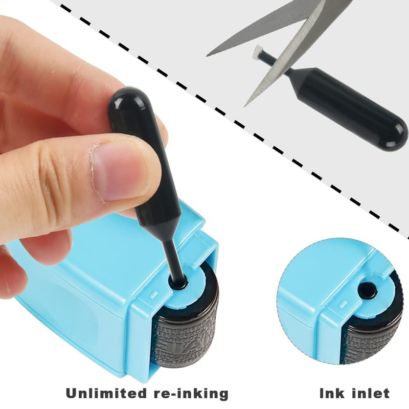 9PCS Identity Theft Protection Roller Stamp Ink,Identity Theft Stamp Refill,Identity