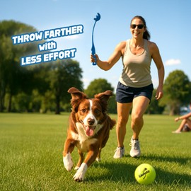 Dog Ball Thrower Launcher, Tennis Ball Launcher, for Small Large Dogs, Compact Design 13.8" with Medium 2.5" (Blue)