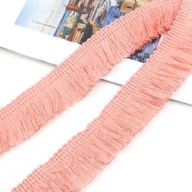 5 Metres 2.5 cm Tassel Fringe Tape Cut Fringe Decorative Ribbon Decorative Border Dance Fringe Sewing Accessories for Clothes,Costumes,DIY Sewing,Curtains,Tablecloths,Table Runners,Decoration,Old Pink