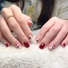Christmas Press on Nails Short Length Glossy Acrylic Square Shaped Winter False Nails with Snowflake Designs Artificial Square Xmas Holiday Fake Nails Glue ons Fingernails for Women Girls(X0360)