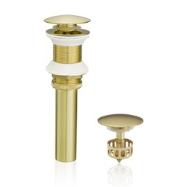 VOTON Bathroom Vessel Sink Pop Up Drain Without Overflow Assembly, Lavatory Vanity Sink Drain Stopper, Anti-Clogging Drain Strainer, Brushed Gold