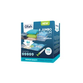 6 Pack Large Vacuum Compressed Storage Bag, 80 x 60cm Reusable Clothes Storage Bags,Space Saver Bags for Bedding, Curtains, Pillows, Clothing, Hand Pump Included