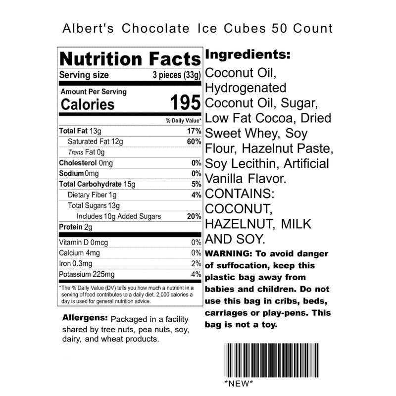 Albert's Chocolate Ice Cubes 50 Count