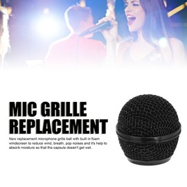 Microphone Head Replace, Mic Grille for Shure SM58S, SM58LC, BETA58, BETA58A, SA M30, SV100, UT2, PGX24 SLX4, Steel Mesh Replacement Heads with Inner Foam (Black)