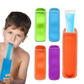 Reusable Popsicle Holder Bags (4 Pack)，Ice Pop Sleeves Antifreezing Sleeves for Kids No Drip