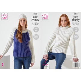 King Cole Celestial Super Chunky Knitting Pattern Ladies Sweaters & Hat (6066)