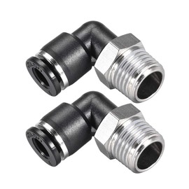 uxcell Push To Connect Tube Fitting Male Elbow 6mm Tube OD X 1/4NPT Thread Pneumatic Air Push Fit Lock Fitting 2pcs