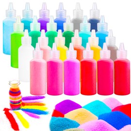 Niurewan 24 PCS Art Sand,1.25oz Bottles,DIY Sand Arts and Crafts Kit,Scenic Sand for Kids,Colored Sand Kit for Wedding Decor,Painting,Crafts