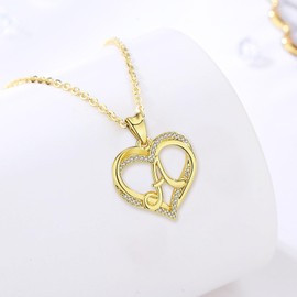 INFUSEU Initial A Necklace Women Letter Heart Jewelry Gold Pendant Alphabet Capital Monogram