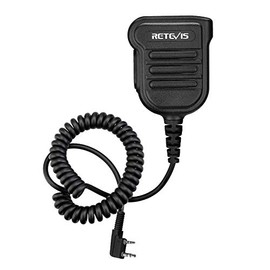 Retevis Walkie Talkies Speaker Microphone 2 pin for Retevis RT3S RT50 RT81 Two Way Radios, IP54 Waterproof Shoulder Speaker Mic (1 PACK)