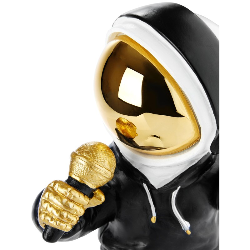 BRUBAKER Decorative Astronaut Singer Figure with Gold Microphone and Black