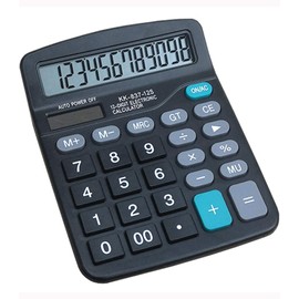 YOUHO Calculator, 12-bit Solar Battery Dual Power Standard Function Electronic Calculator with Large LCD Display Office Calculator Black(NO Battery) (KK-837B, 1PACK)
