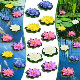 EMAGEREN 10 PCS Artificial Lotus Foam Flower Water Floating Lotus Flowers Lilly Floating Pond Decoration Realistic Water Lily Pads Lotus Flower for Pond Pool Aquarium Water Decoration (5 Colors)