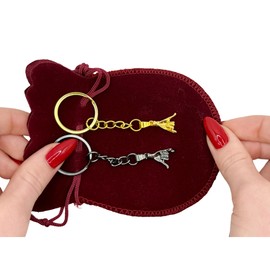 Basic Outline Pinky Promise Matching Keychains Keyring set of 2 Matching Couple Gifts Funny boyfriend gift Gifts for him and her Husband Wife (Gold & Black)