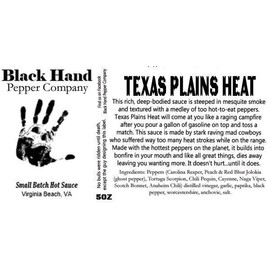 Black Hand Pepper Company Texas Plains Heat Hot Sauce USMC