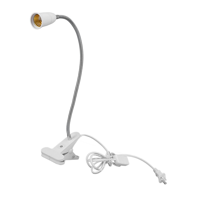 E26/E27 Clip Desk Lamp Holder 5.9ft Cable 11.8in Gooseneck Design
