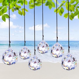 Pack of 6 Hanging Crystals, Sun Catcher, Prism Crystal, Sun Catcher Crystal, Suncatcher Hanging Decoration, Light Catcher Crystal Pendant, Crystal Pendant for Window Decoration, Garden