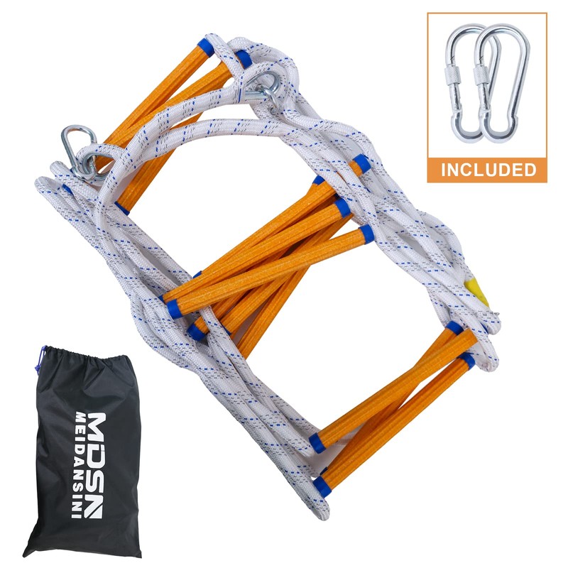 Emergency Fire Escape Rope Ladder with Hooks – 2000 lb