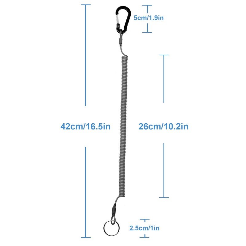 Lix&Rix Long Spiral Clip on Safety Coiled Lanyards Keychain for