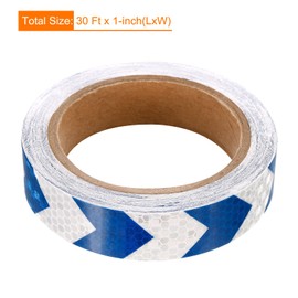PATIKIL Reflective Tape, 1 Roll 30 Ft x 1-inch Waterproof Adhesive High Visibility Caution Warning Safety Tape Reflector for Trucks Trailers Cars, Arrow White Blue