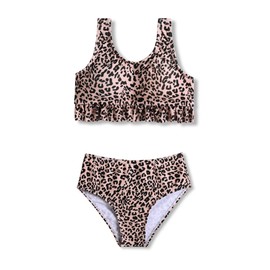 Arshiner Girl's Bikini Set Two Piece Leopards Printed Swimsuit Bathing Suit for 11-12 Years