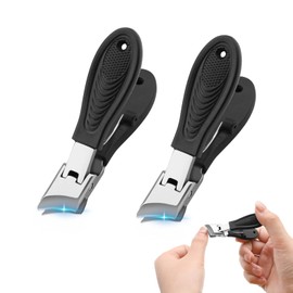 Fatiya 2 Stück breite Backenöffnung, abgeschrägter Nagelknipser, Spritzschutz, abgewinkelter eingewachsener Zehennagelknipser, gebogene schräge Kante, Zehennagelschneider, Trimmer für Männer, Frauen
