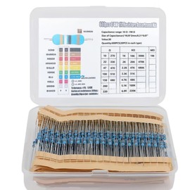 LuojinLuoda 30 Values 1% Resistor Kit Assortment with 1/4W 10 Ohm-1M Ohm Range in Pack of 600 Pieces Compliant with RoHS for Various Electronic Projects