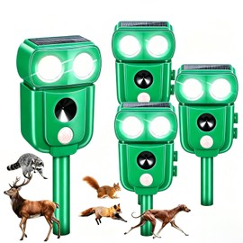 2026 Solar Ultrasonic Animal Repeller 4Pack,Ultrasonic Cat Deterrent and Deer Repellent Device, Motion Activated Squirrel & Rabbit Deterrent for Yard, Garden and Orchard Protection