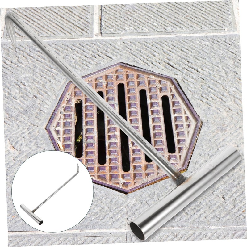 GANAZONO Heavy-Duty Stainless Steel Manhole Cover Hook T Shape Lift