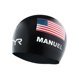 TYR NEW TYR Swimming Silicone Swim Cap Black USA Simone Manuel Swimone