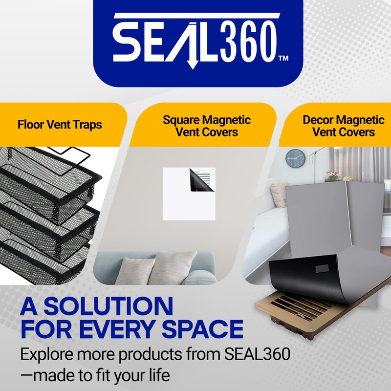 SEAL360 Magnetic Vent Covers (3-Pack), Pockets for Complete Seal, 9.5"