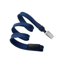 ID Card Pros Premium Flat Woven Lanyards with Breakaway, 36 inch, 25 Pack (Bulldog Clip, Navy)