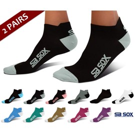 SB SOX Lite Plantar Fasciitis Compression Socks (2 Pairs) for Women & Men - Lowcut Socks for Running, Athletic, Daily Use (Black/Gray, X-Large)