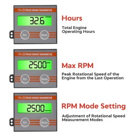 Digital Engine Tachometer Inductive with Clip - Mini Tach Gauge with Hour Meter & Backlight, Multi-Purpose Engine Meter for Lawnmower,Compressors, Generators, Off-Road Cars