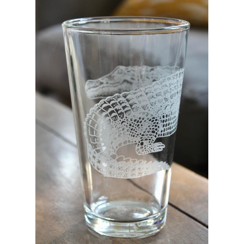 HullSpeed Designs Alligator Engraved Pint & Beer Glasses (Set of