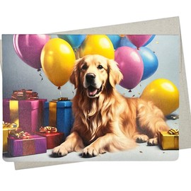 Golden Retriever Birthday Card, Golden Retriever Retirement Card (1 Premium Card, 5X7 Inches) dog card blank for all occasions and celebrations like graduation and wedding - 699
