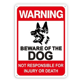 Beware of The Dog Warning Sign,No Responsible for Injury or Death Warning Dog Sign Reflective Highly Visible,Aluminum,Weatherproof, Easy Mounting, Business, Driveway Alert Outdoor Use11.8"x7.9"
