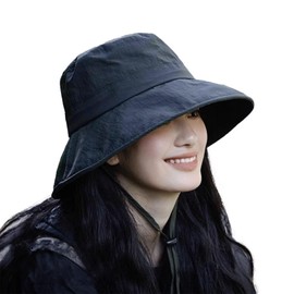 LKCCTK UV Protection Hat, Bucket Hat, Adjustable Size, Ultra Lightweight, Cool, Completely Blackout, Sun Protection, UV Protection, Breathable, Quick Drying, Small Face Effect, Solid, For Seaside