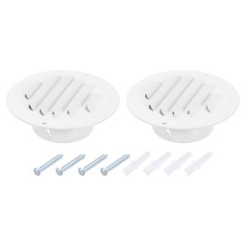 uxcell 2 Pcs Stainless Steel Air Vents, 2.7 Inch Louvered Grille Cover Round Soffit Flat Ducting Air Vent Built-in Fly Screen Mesh with Screws for Bathroom Attic Ventilation, White