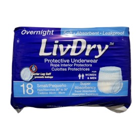 LivDray LivDry Adult S Incontinence Underwear Leak Protection Small 18 Count