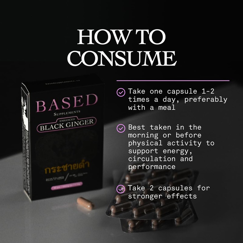 Based Supplements Black Ginger - Premium Thai Root Extract with