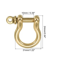 PATIKIL D-Ring Shackle, 2 Pack 10mm Inner Width Brass Pin Shackle U Type Fob Key Hook Small Bow Shackles for DIY Craft Leather Replacement